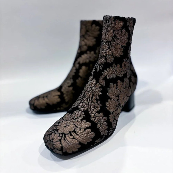 MARC CAIN – Bronze floral velvet ankle boots | Size 39 * - Picture 2 of 8